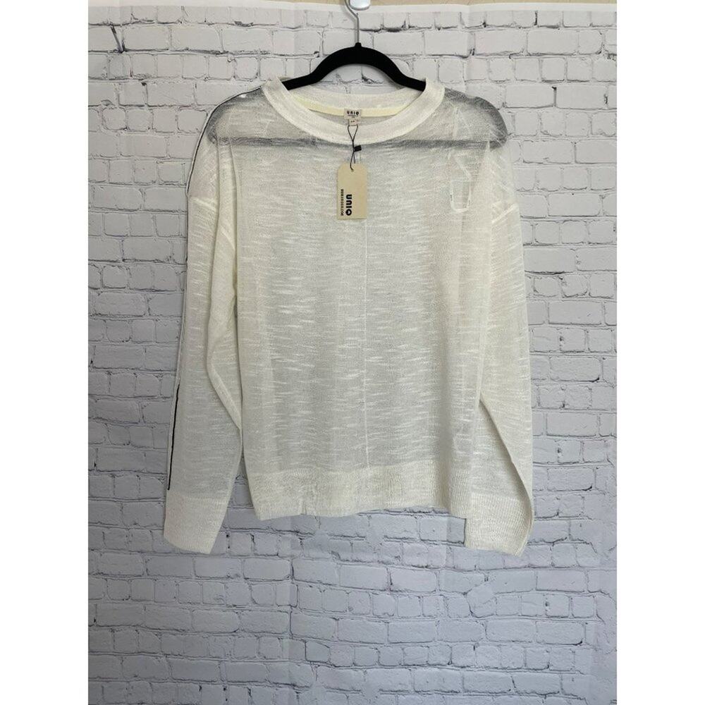 UNIQ Sheer Lightweight Cream Sweater size S/M NWT